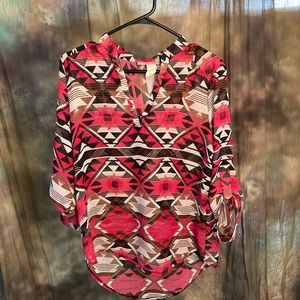 Pink, red, & white Flowy Blouse